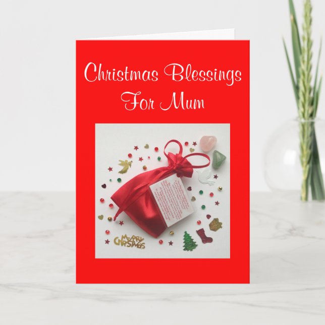 Bag of Christmas Blessings for Mum Card with Verse Helgkort (Framsida)