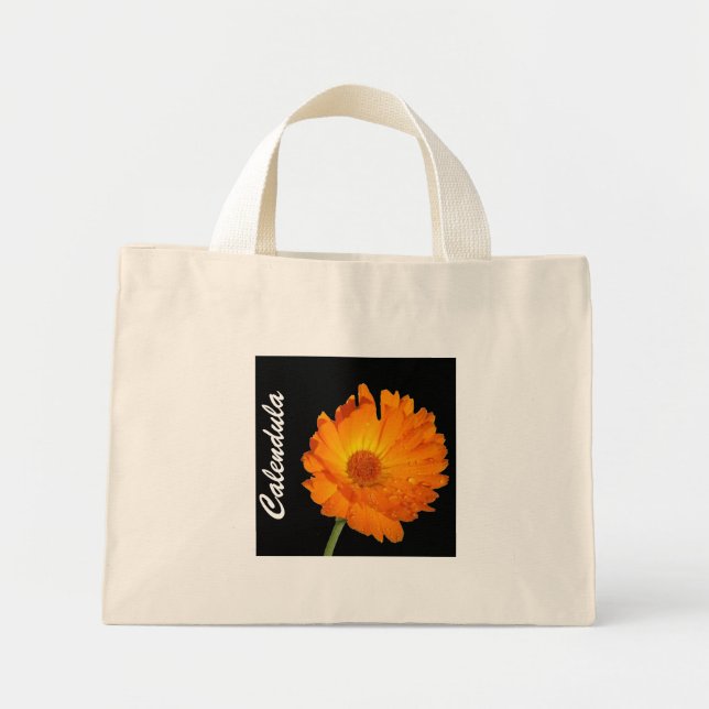 Bag - Orange Calendula med Vatten-droppar Mini Tygkasse (Framsidan)