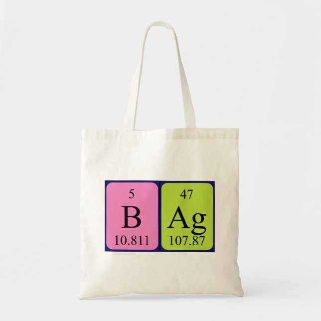 Bag periodisk påse mellan bord ord och påse tygkasse (Framsidan)