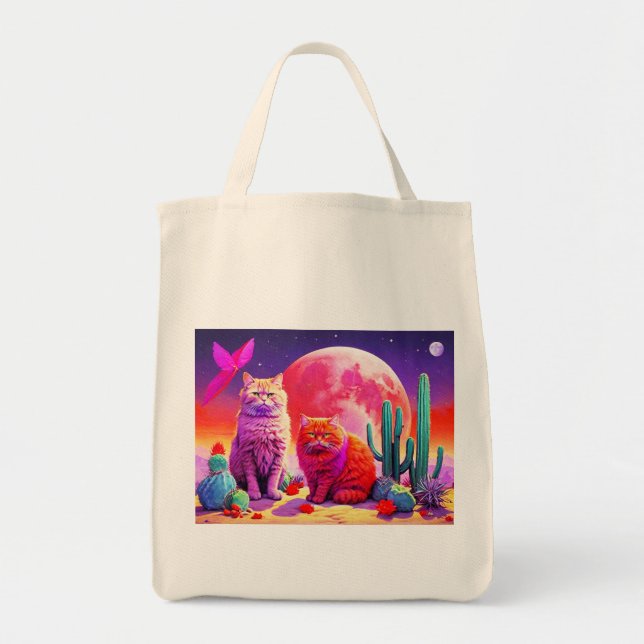 Bag with Cat Illustration Tygkasse (Framsidan)