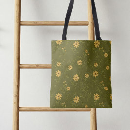 Bag with daisies, shopping bag with charming  tygkasse