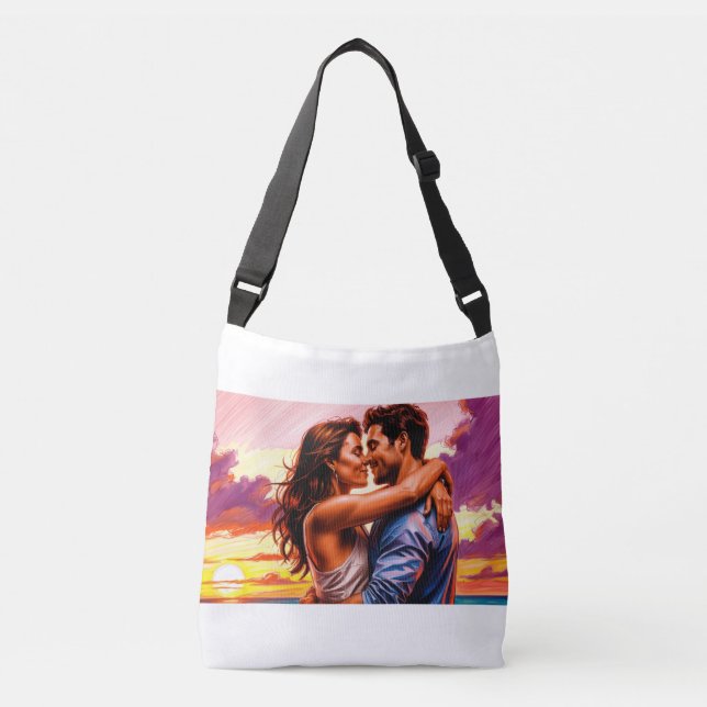 bag with romantic print of two lovers axelväska (Framsida)