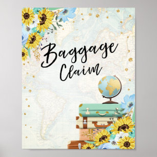 Bagageanspråket Travel Äventyr Blue-blommor Poster