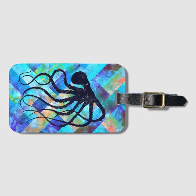 Bagagemärkre för bläckfisk 2 med visitkortspringan bagagebricka (Framsida horisontal)