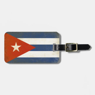 Bagagemärkre med bekymrad vintageflagga från Kuba Bagagebricka