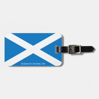 Bagagemärkre med lädersaltire vid highsaltire bagagebricka