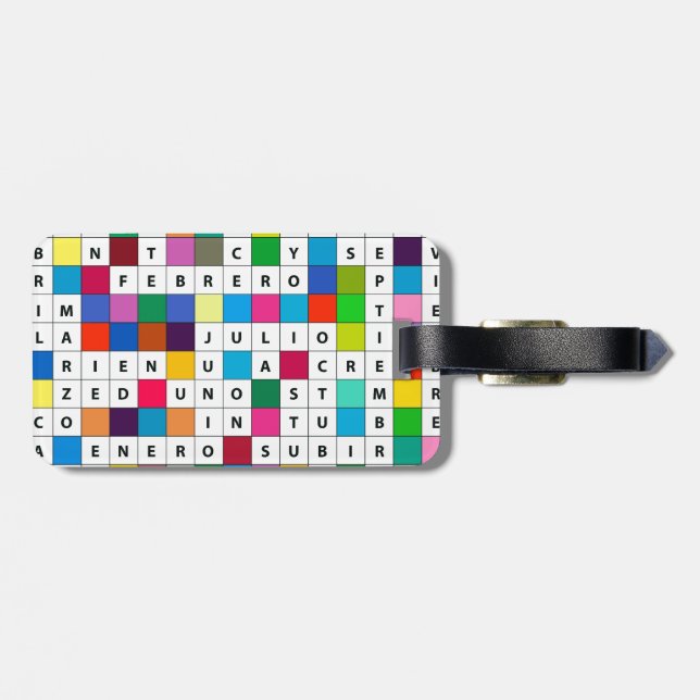 Bagagemärkre med spansk månadkorsorddesign bagagebricka (Baksida Vågrät)