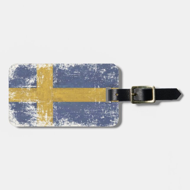 Bagagemärkren med extra smutsar ner flagga bagagebricka (Horisontell Framsida)