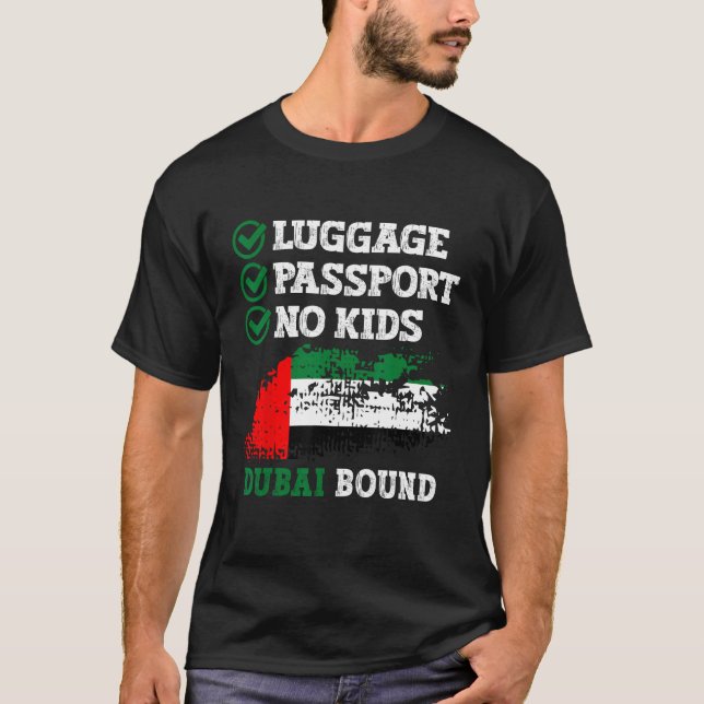Bagagepass nr Kids Dubai Bound Vacation Resa T Shirt (Framsida)