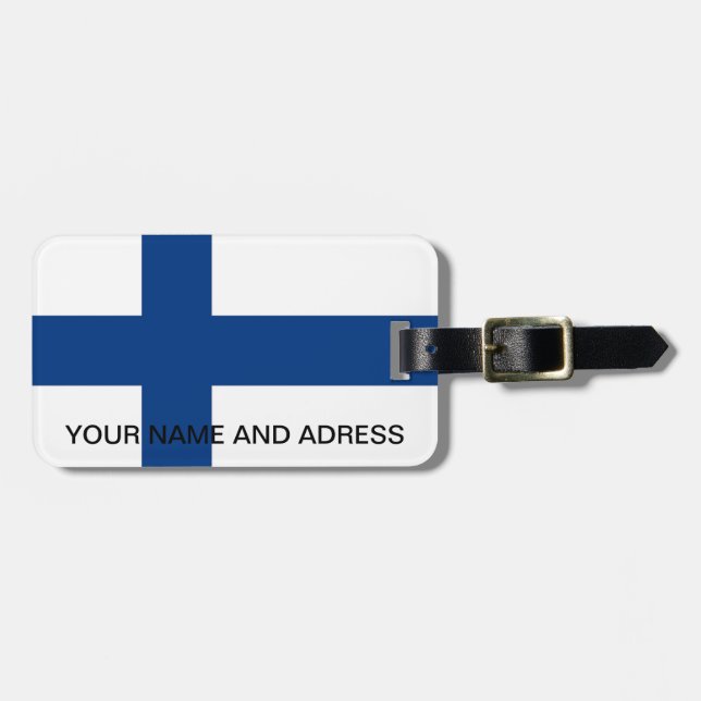 Bagagetag med Finlands Flagga Bagagebricka (Horisontell Framsida)