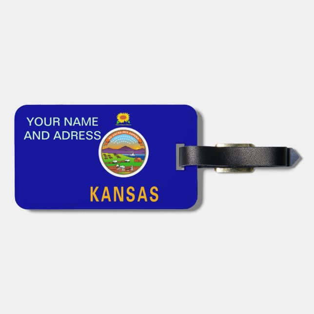 Bagagetag med Flagga Kansas, USA Bagagebricka (Baksida Vågrät)