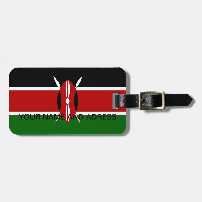 Bagagetag med Flagga Kenya Bagagebricka (Horisontell Framsida)