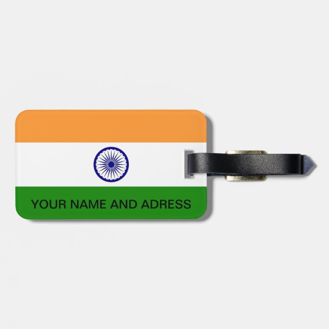 Bagagetag med Indiens Flagga Bagagebricka (Baksida Vågrät)