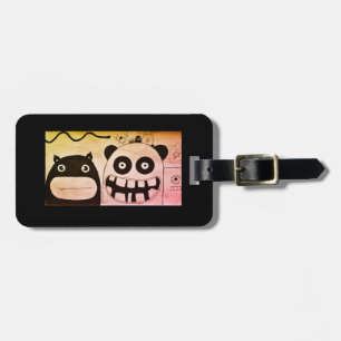 Bagagetag med läderband LYCKLIG MONSTERS Bagagebricka
