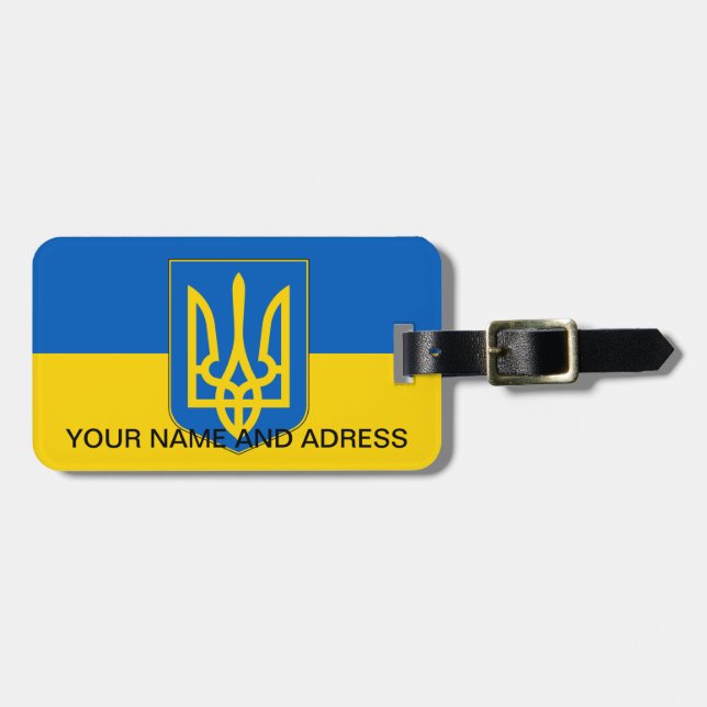 Bagagetag med Ukrainas Flagga Bagagebricka (Horisontell Framsida)