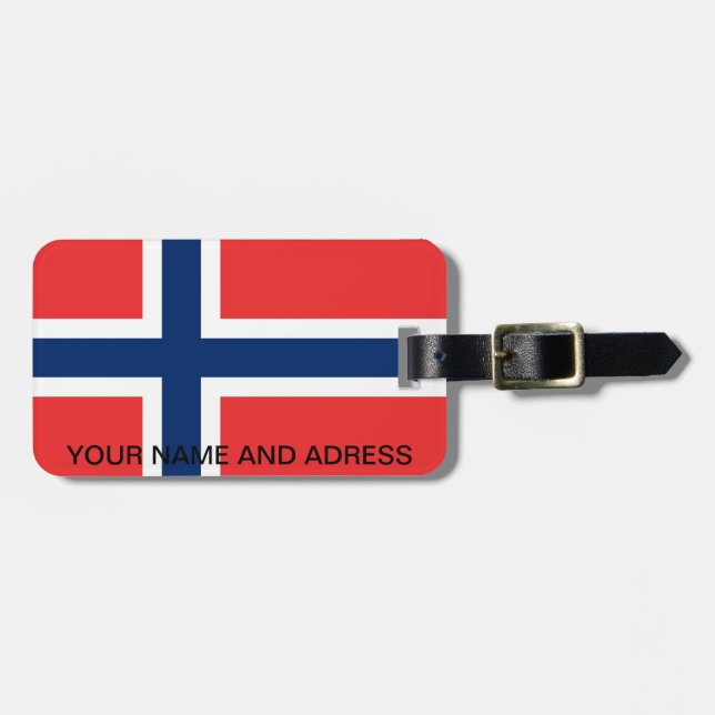 Bagagetagg med Flagga av Norge Bagagebricka (Horisontell Framsida)