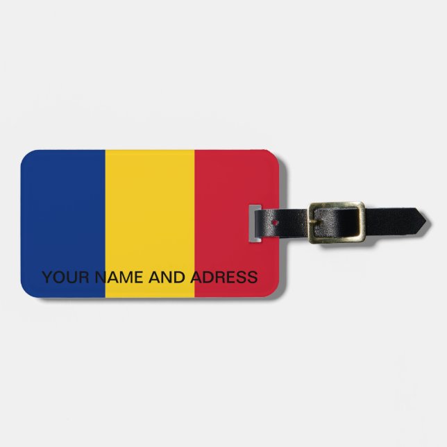 Bagagetagg med Flagga av Rumänien Bagagebricka (Horisontell Framsida)
