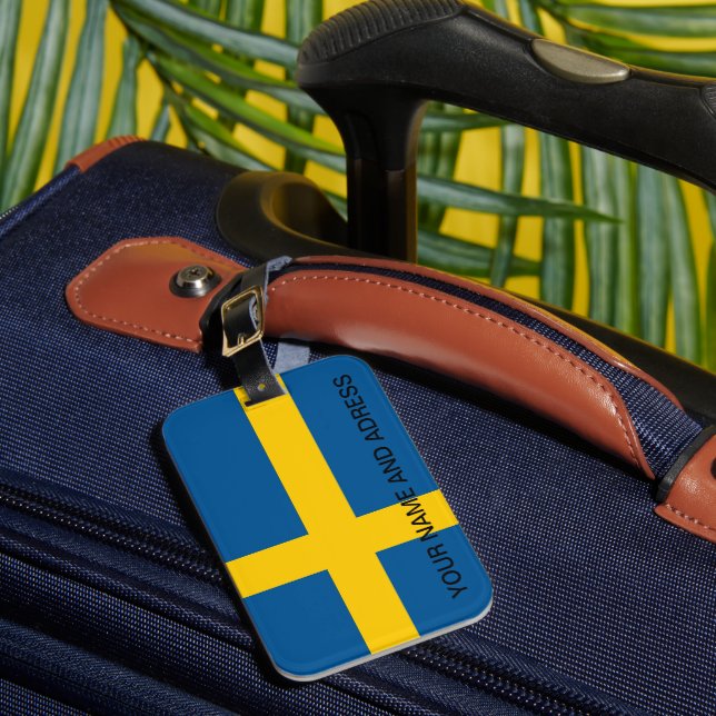 Bagagetagg med Flagga av Sverige Bagagebricka (Framsida Insitu 1)