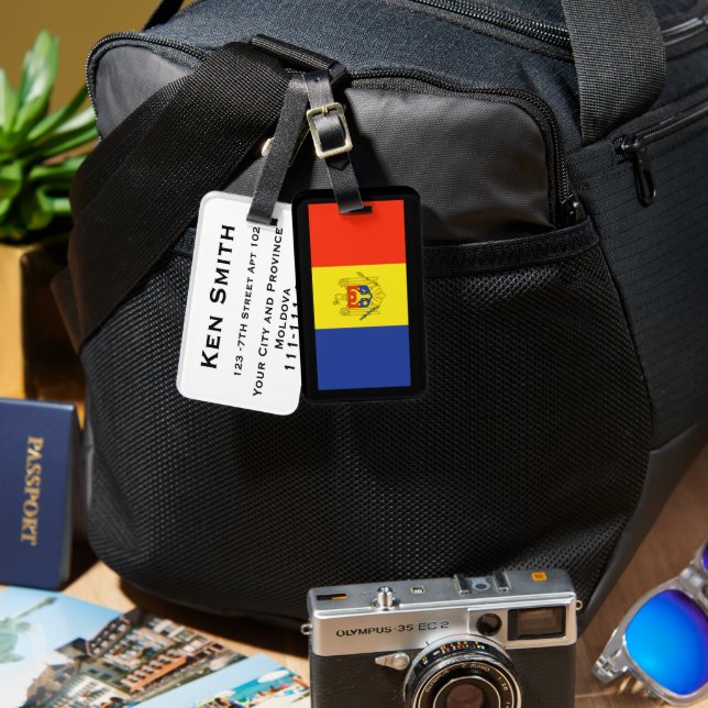 Bagagetaggar Moldavien Bagagebricka (Fram & Baksida)