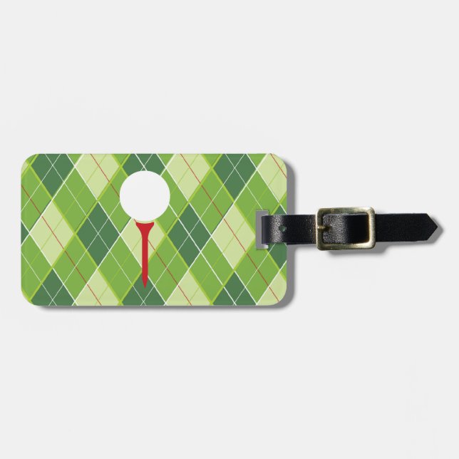 Bagagetaggen Golf Argyle mönster T & golf boll Bagagebricka (Horisontell Framsida)