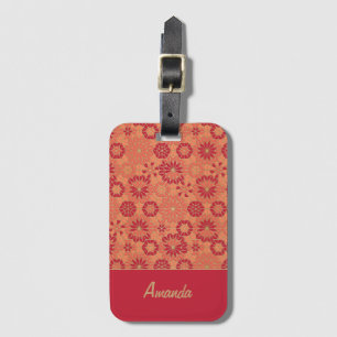 Bagagetaggen Red and orange mönster Bagagebricka
