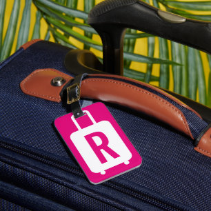 Bagagetecken för hallon och rosa med läderband bagagebricka