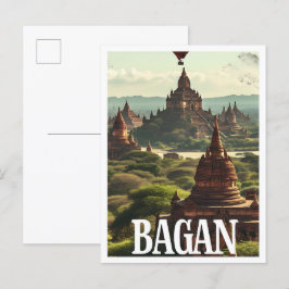 Bagan Myanmar Artistic Travel Illustration Vykort