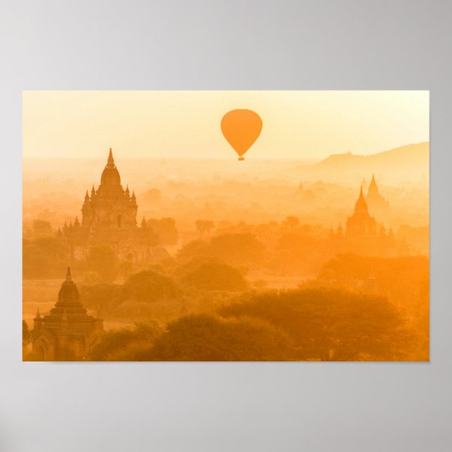 Bagan Myanmar Balloon Travel Poster (Framsidan)