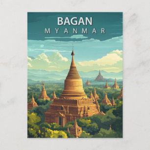 Bagan Myanmar Resa Gyllene Pagod Southeast Asien Vykort