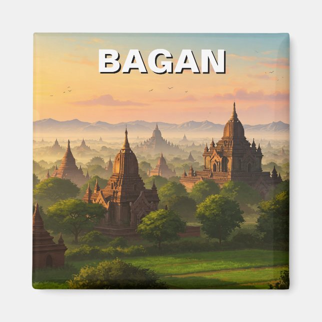 Bagan Myanmar Travel Magnet (Framsidan)