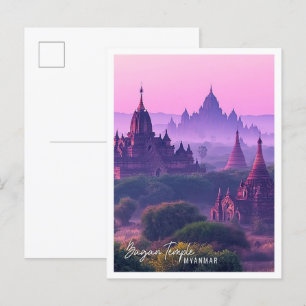 Bagan Temples Myanmar (Myanmar), den vackra turist Vykort
