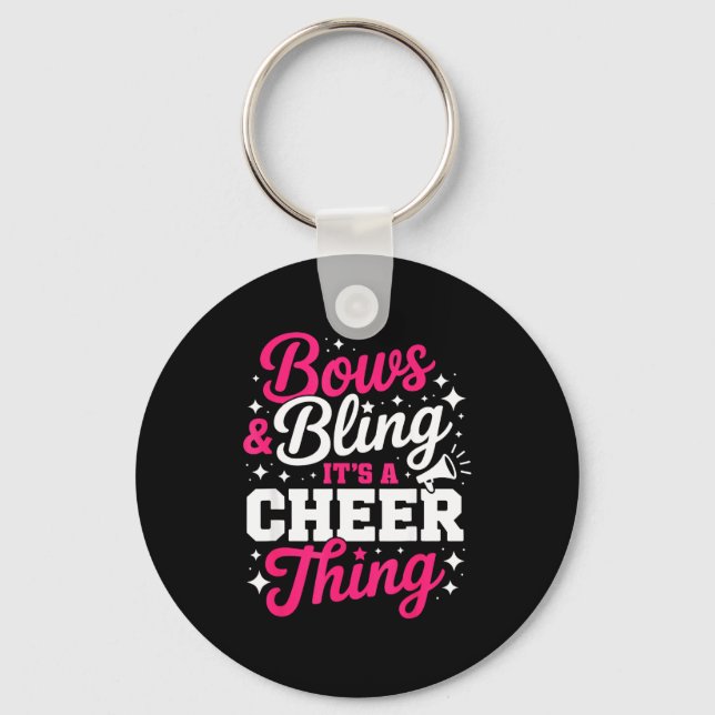 Bågar &amp; bling en glädjesak rolig cheerleading nyckelring (Framsida)