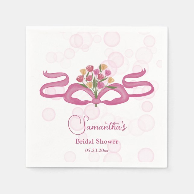 Bågar & Buketter Blommande Bar Bröllopsfest Pappersservett (Framsidan)