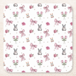 Bågar, Kaniner och Blommor Underlägg Papper Kvadrat