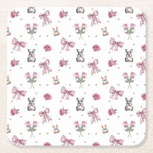 Bågar, Kaniner och Blommor Underlägg Papper Kvadrat