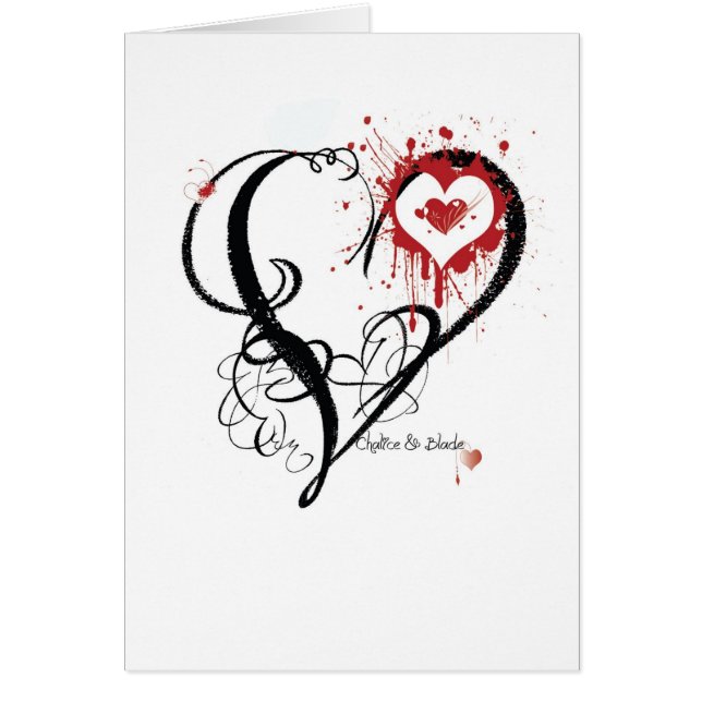 Bägare- och bladhjärta hälsningskort (Framsidan)