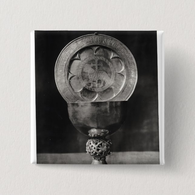 Bägare och eucharisten pläterar knapp (Framsida)