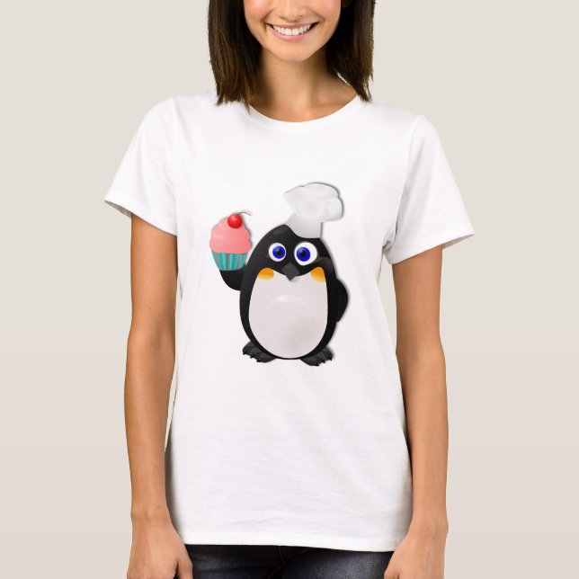 Bagarepingvin med muffin II Tee Shirt (Framsida)
