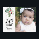 Bagas Vermelhas | Feliz Natal | Cartão Postal Vykort<br><div class="desc">Design moderno,  com uma ilustração tirada mão e tipografia.</div>