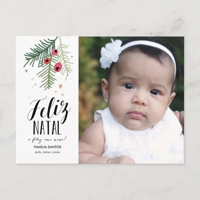 Bagas Vermelhas | Feliz Natal | Cartão Postal Vykort (Framsida)