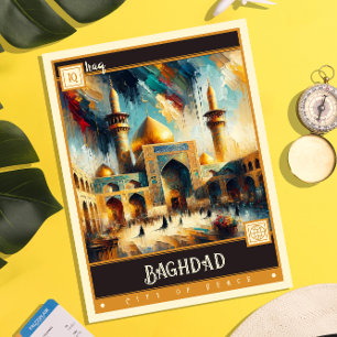 Bagdad, Irak Måla Vintage Vykort