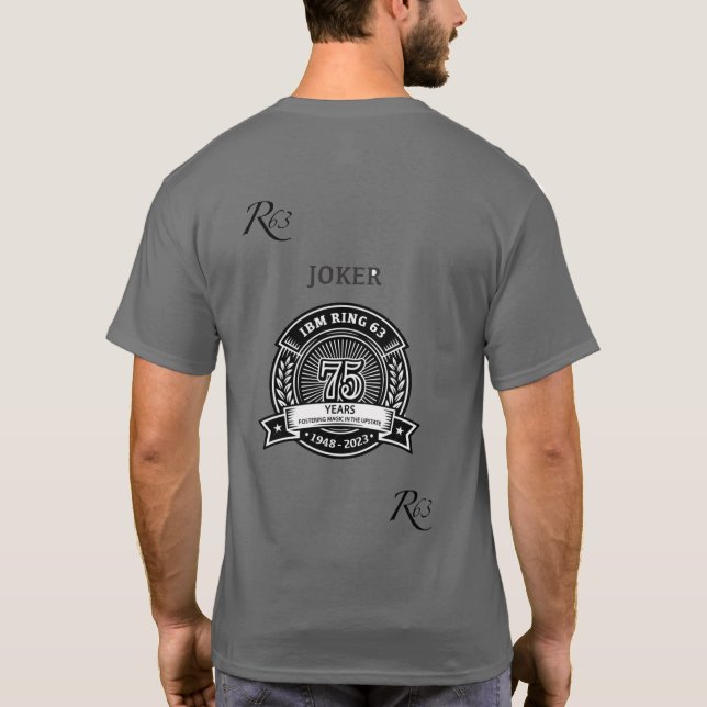 Bagde och Joker bak 75 Yr T T Shirt (Baksida)