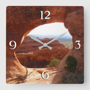 Båge Arch I i Arches nationalpark Fyrkantig Klocka