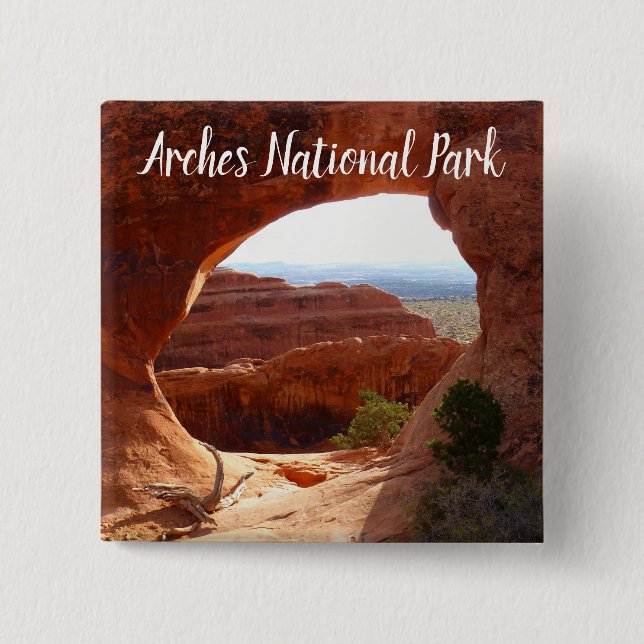 Båge Arch I i Arches nationalpark Knapp (Framsida)