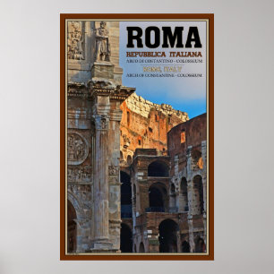 Båge av Constantine och Colosseumen Poster