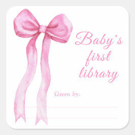 Båge - Baby Shower bokmärke, böcker för bebis Fyrkantigt Klistermärke