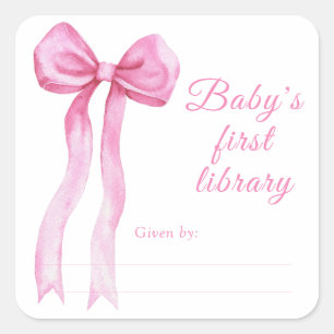 Båge - Baby Shower bokmärke, böcker för bebis Fyrkantigt Klistermärke