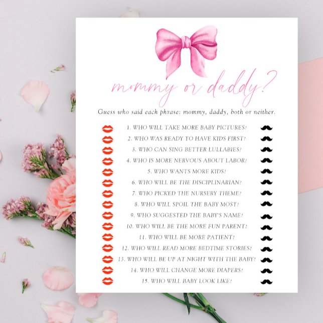 Båge baby shower Mamma eller pappa baby shower spe (Skapare uppladdad)