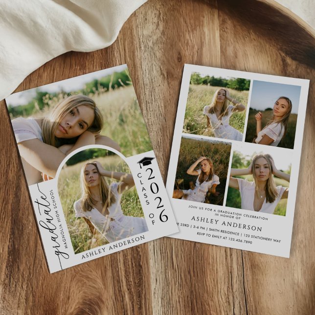 Båge Foto Examen Fest Inbjudan Tillkännagivande (Skapare uppladdad)