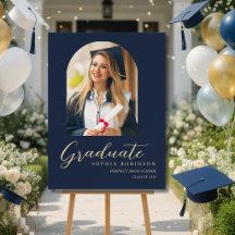 Båge Foto Guld Skrift Blå Gradient Fest Välkommen